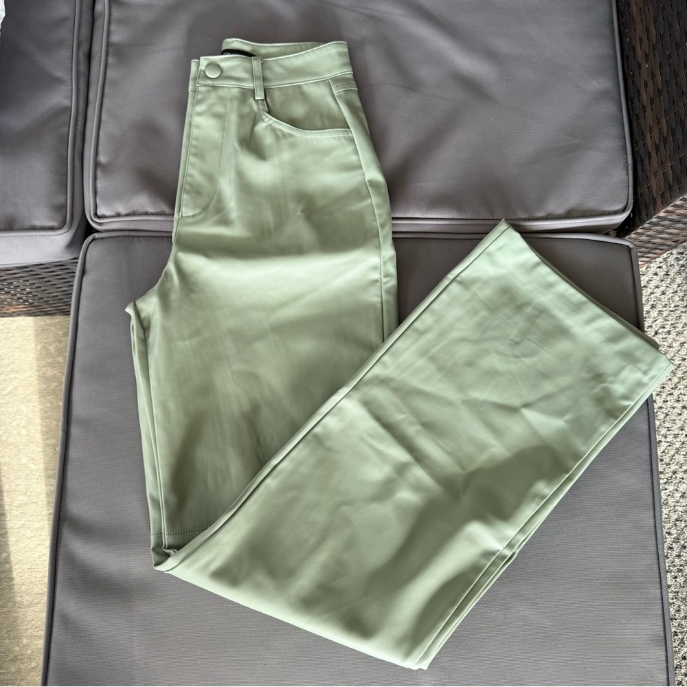 Zara Light Green Leather Pants